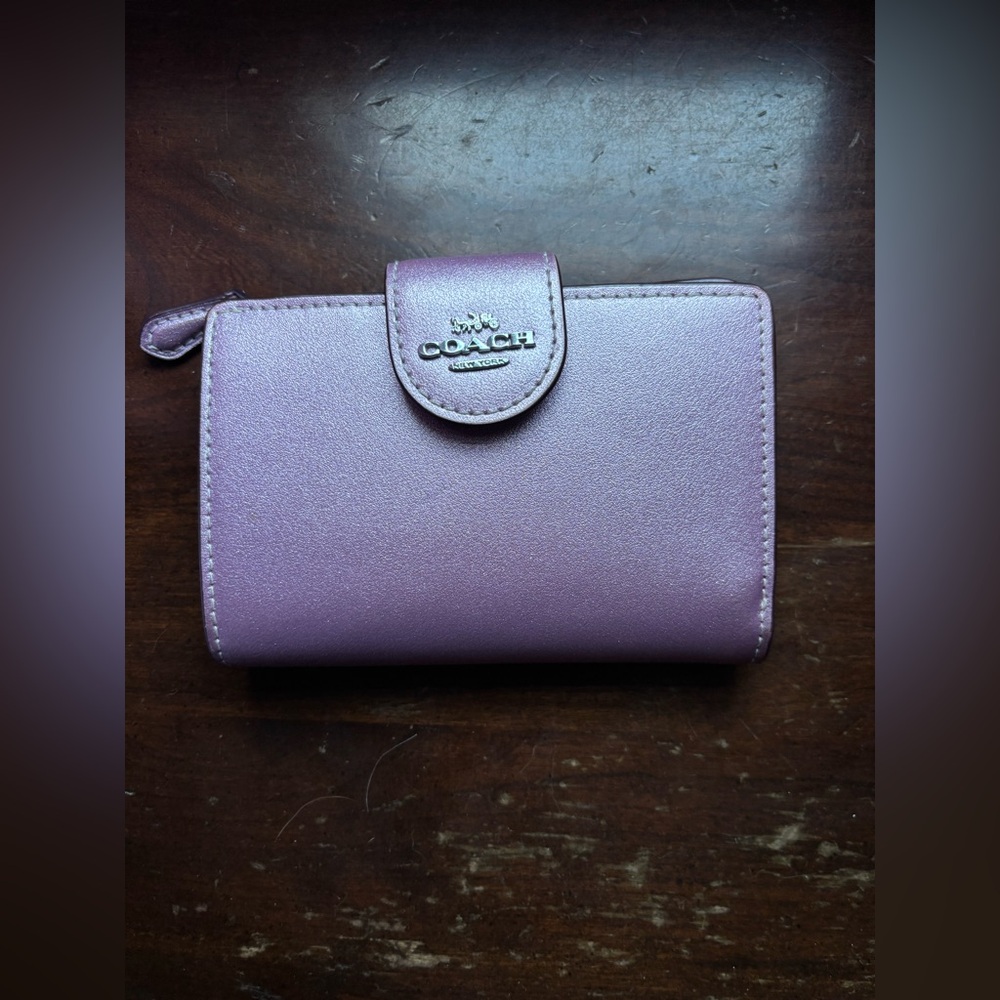Coach Medium Corner Zip Wallet Shimmer Pink